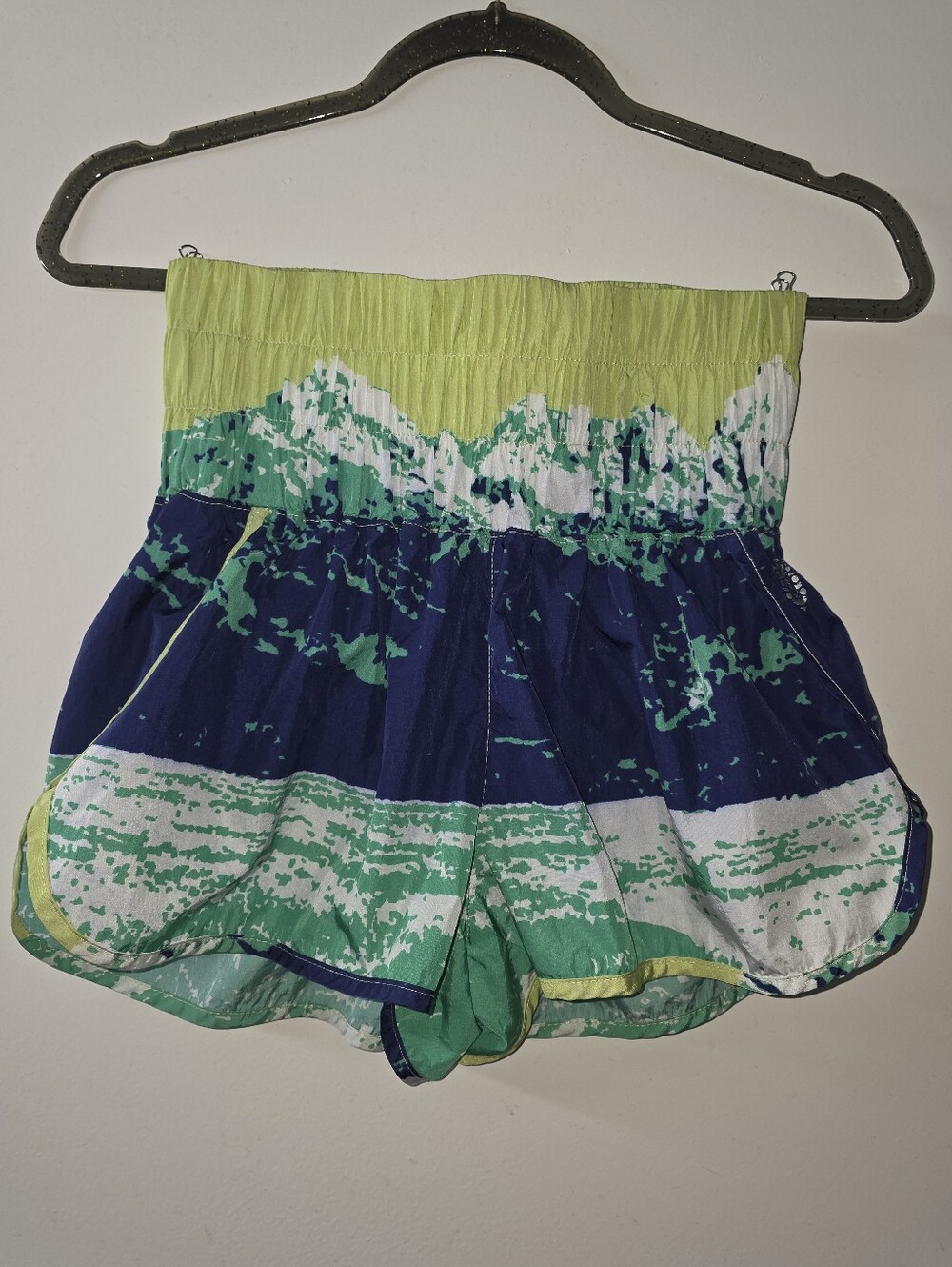 Free People FP Movement The Way Home Shorts Blue Green White Yellow Size S